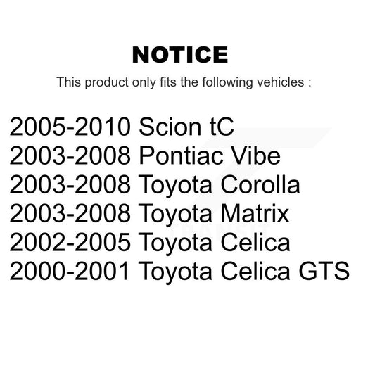 Rotor de frein à disque avant, pour Toyota Corolla Matrix Pontiac Vibe Celica Scion tC