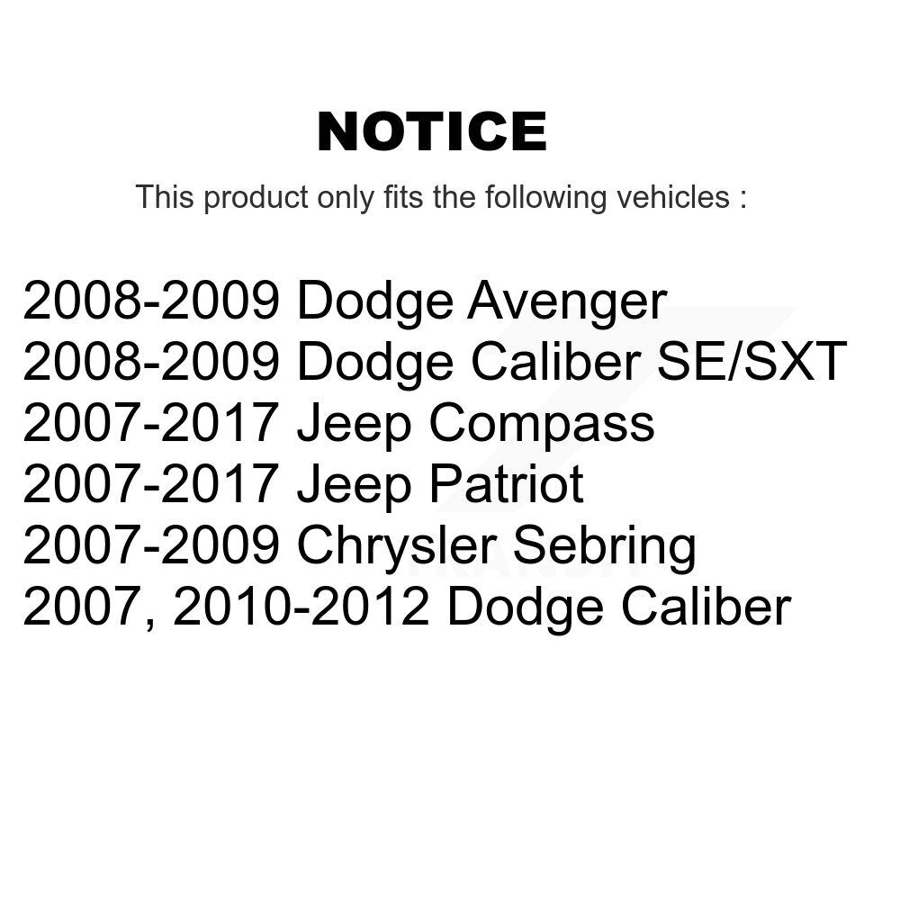 Tambour de frein à revêtement arrière pour Jeep Patriot Compass Dodge Caliber Chrysler Sebring