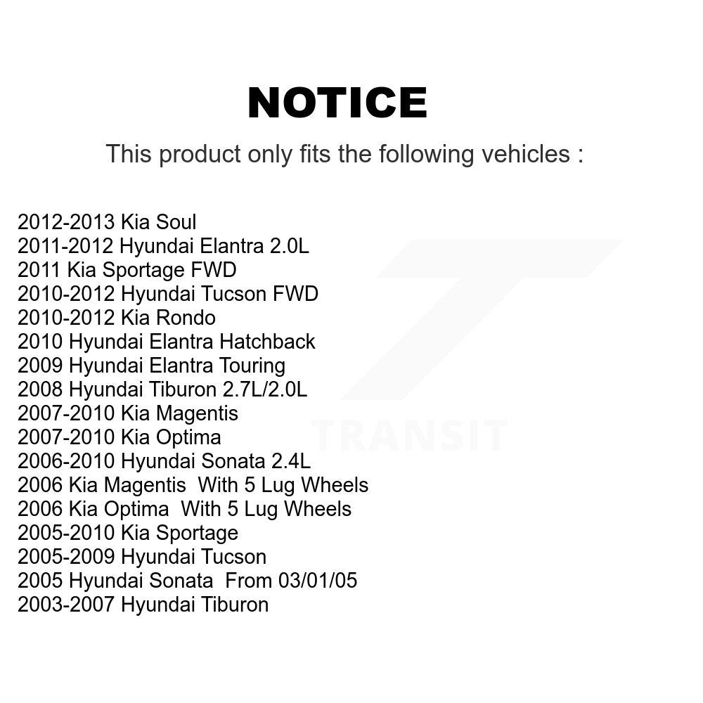 Rotor de frein à disque avant, pour Hyundai Elantra Tucson Kia Sonata Sportage Soul Rond