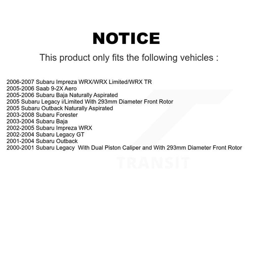 Rotor de frein à disque avant, pour Subaru Impreza Forester Outback Legacy Baja Saab 9-2