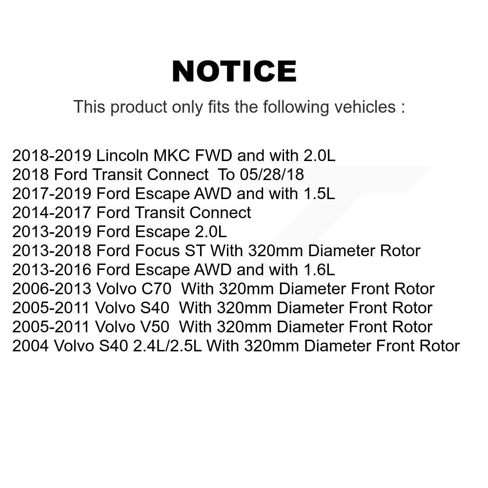 Rotor de frein à disque avant, pour Ford Escape Focus Transit Connect Volvo S40 Lincoln