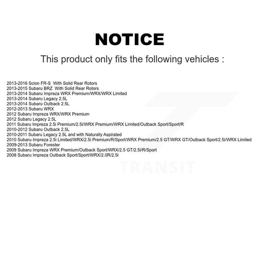 Rotor de frein à disque arrière, pour Subaru Impreza Forester Outback Legacy BRZ Scion FR-S