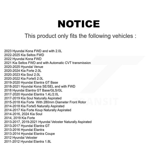 Rotor de frein à disque avant, pour Hyundai Elantra Kia Kona Forte Soul GT Venue Seltos