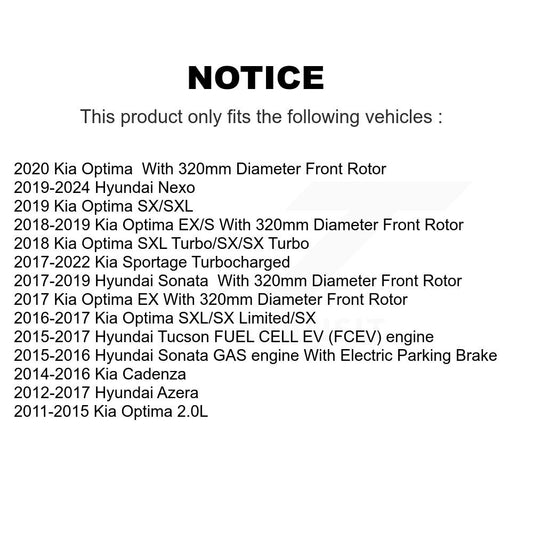 Rotor de frein à disque avant, pour Hyundai Kia Tucson Sportage Optima Sonata Cadenza