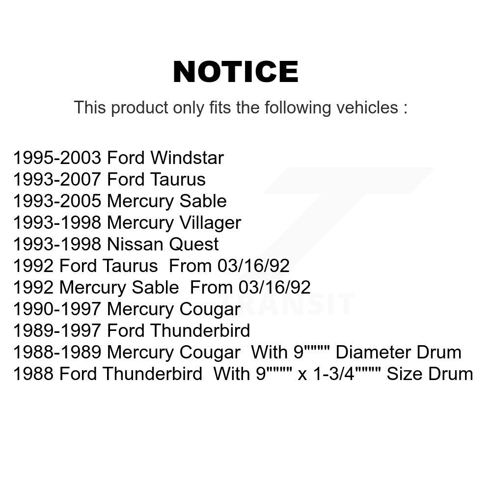 Paire de cylindres de roue de frein à tambour arrière, pour Ford Taurus Windstar Mercury Thunderbir