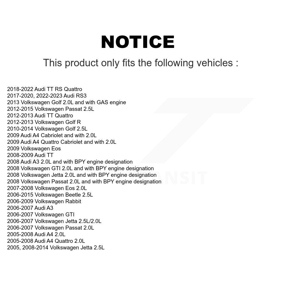 Filtre à huile à cartouche moteur (paquet de 2) pour Volkswagen Jetta Passat Golf Audi A4 A