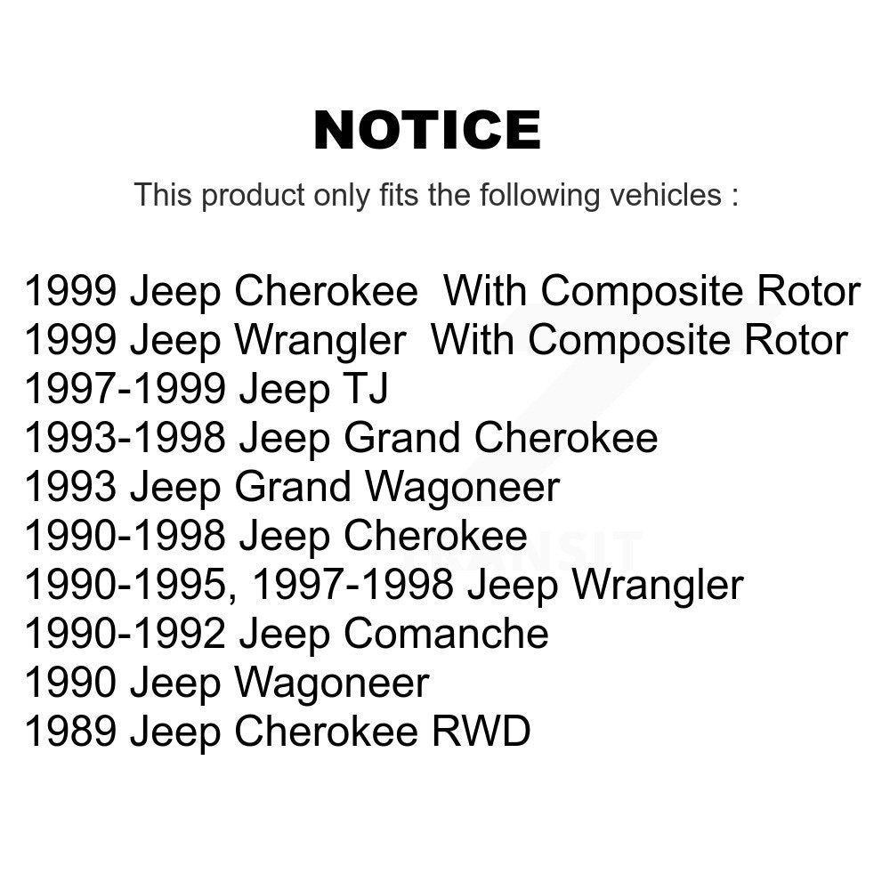 Paire d'assemblage de moyeu de roulement de roue avant pour Jeep Wrangler Cherokee Grand Comanche