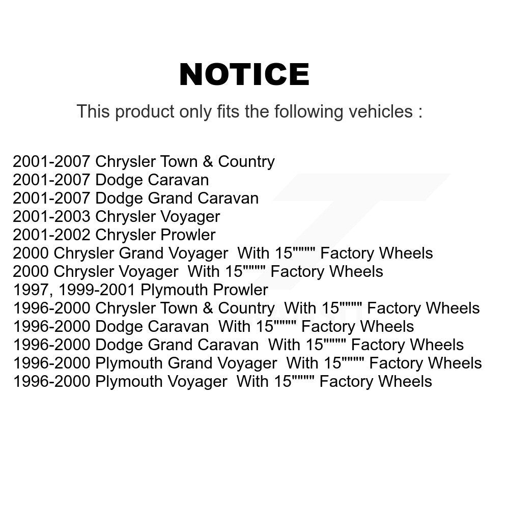 Paire de roulements de roue avant et moyeu pour Dodge Grand Caravan Chrysler Town
