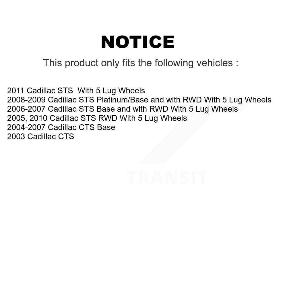 Paire d'assemblage de roulement de roue avant et de moyeu pour Cadillac CTS STS K70-100271