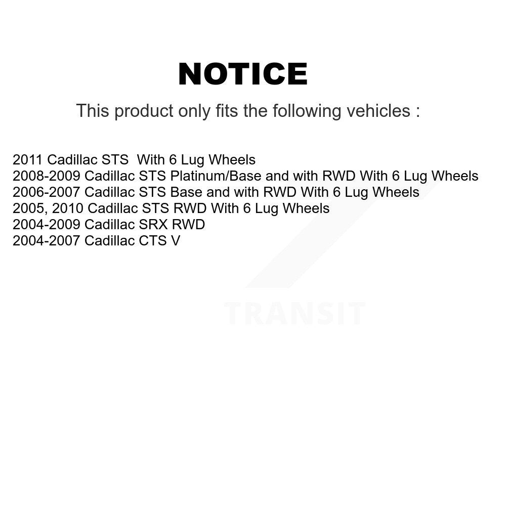 Paire d'assemblage de roulement de roue avant et de moyeu pour Cadillac CTS SRX STS K70-100279