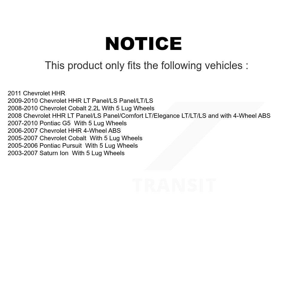 Paire d'assemblage de moyeu de roulement de roue avant, pour Chevrolet Cobalt Pontiac G5 Saturn Io