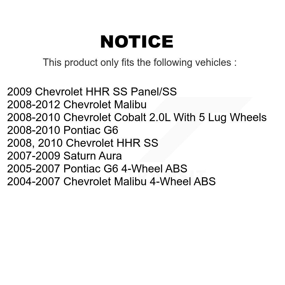 Paire d'assemblage de moyeu de roulement de roue avant, pour Chevrolet Malibu Cobalt Pontiac G6 HH