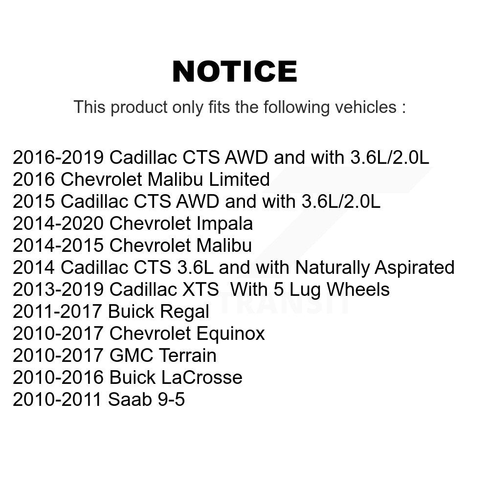 Paire d'assemblage de roulement et moyeu de roue avant, pour Chevrolet Equinox GMC Terrain Buick