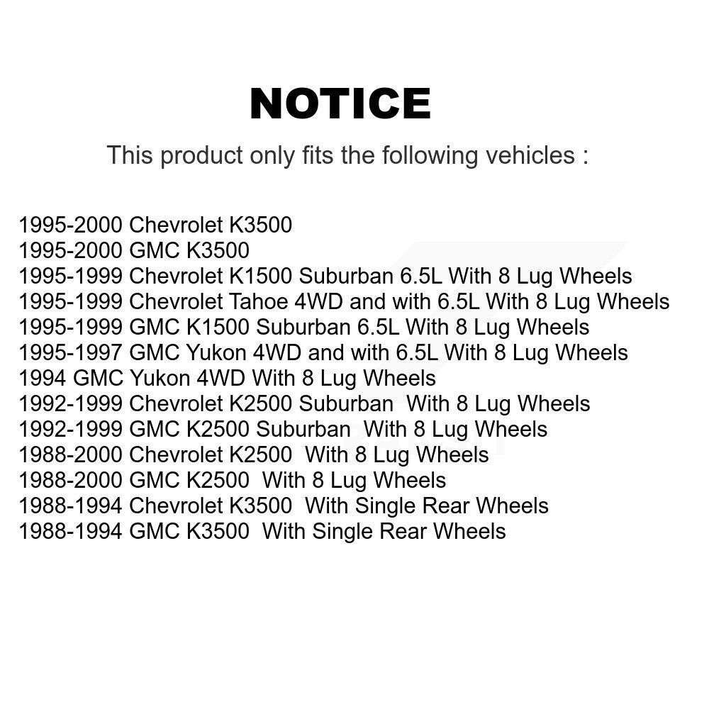 Paire d'assemblage de moyeu de roulement de roue avant, pour Chevrolet GMC K1500 K2500 K3500 Tahoe