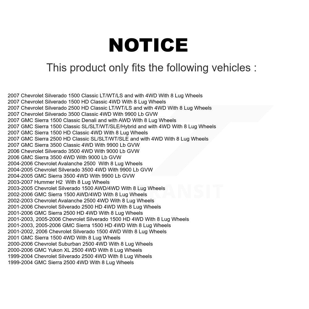Paire d'assemblage de moyeu de roulement de roue avant, pour Chevrolet GMC Silverado 1500 Sierra H