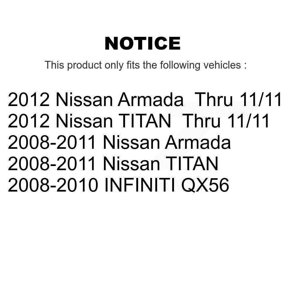 Paire d'assemblage de roulement de roue avant et de moyeu pour Nissan TITAN Armada INFINITI QX56