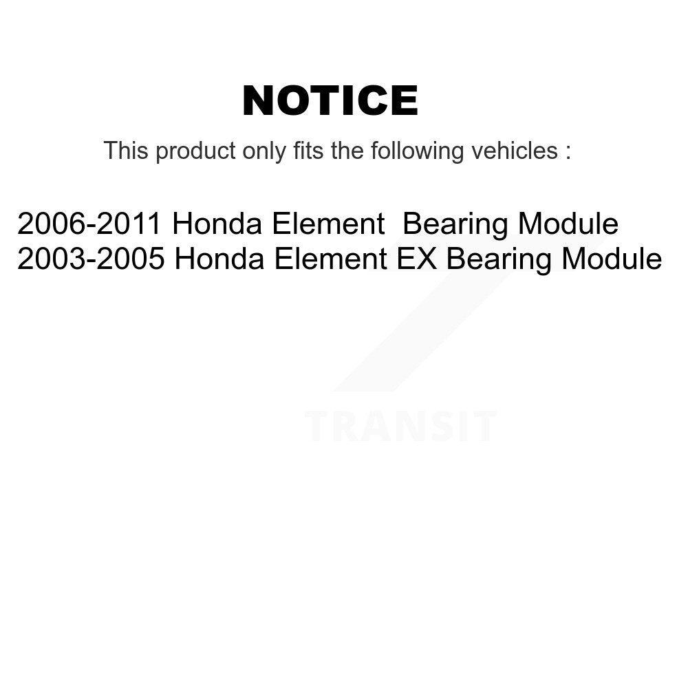 Kit d'assemblage de roulement de roue arrière pour module Honda Element K70-100456