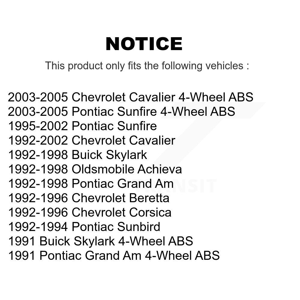 Paire d'assemblage de roulement et moyeu de roue arrière, pour Chevrolet Cavalier Pontiac Sunfire A