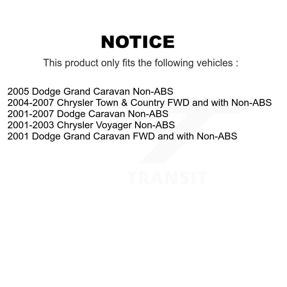 Paire d'assemblage de roulement de roue arrière et de moyeu pour Dodge Caravan Grand Chrysler Town
