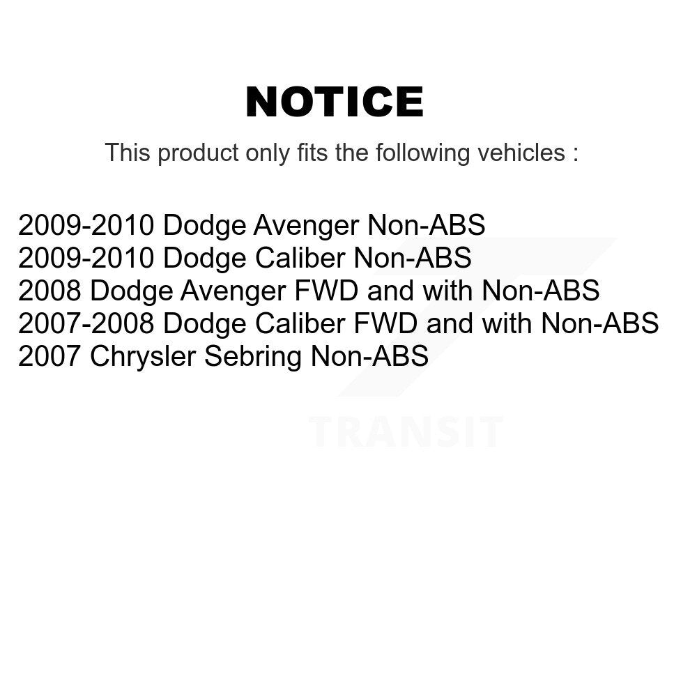 Paire d'assemblage de moyeu de roulement de roue arrière, pour Dodge Caliber Avenger Chrysler Sebring