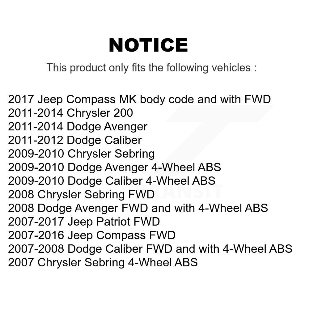 Paire d'assemblage de moyeu de roulement de roue arrière, pour Jeep Patriot Dodge Chrysler Compass 20