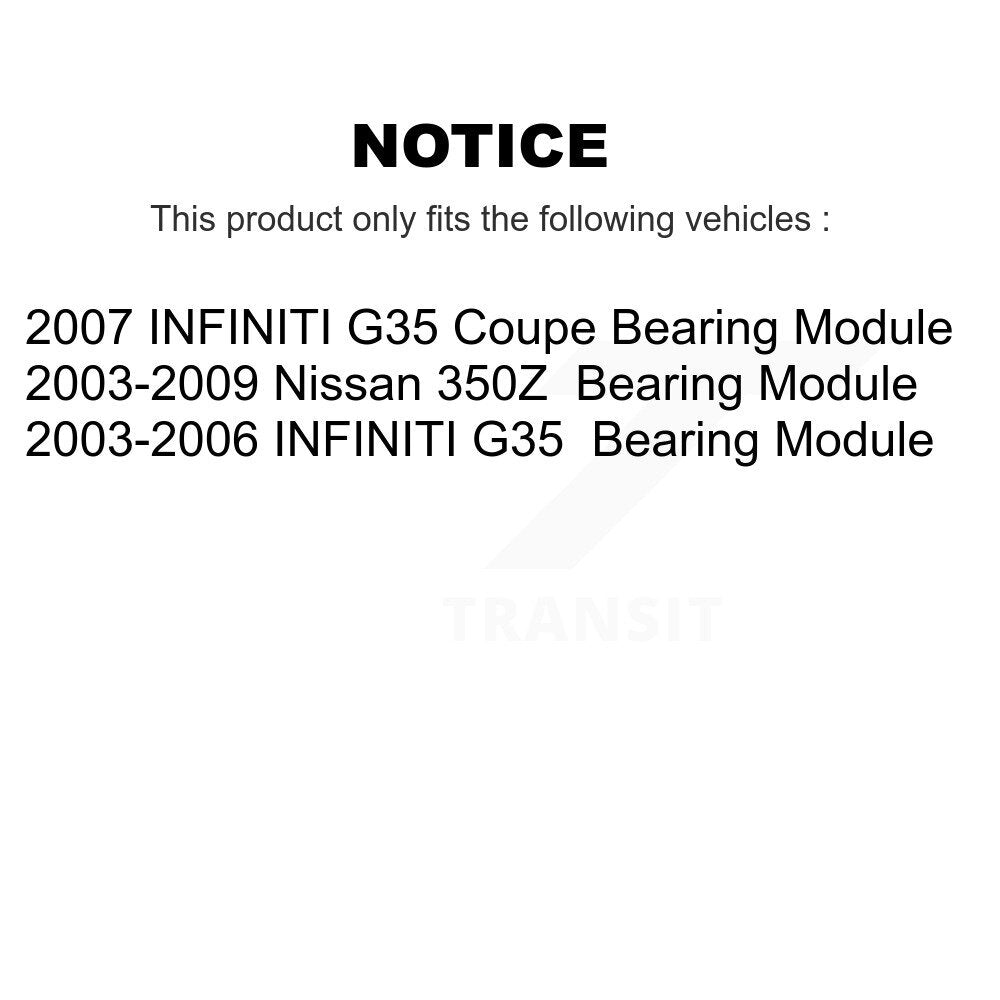 Paire d'assemblage de roulement de roue arrière pour module INFINITI G35 Nissan 350Z K70-101025