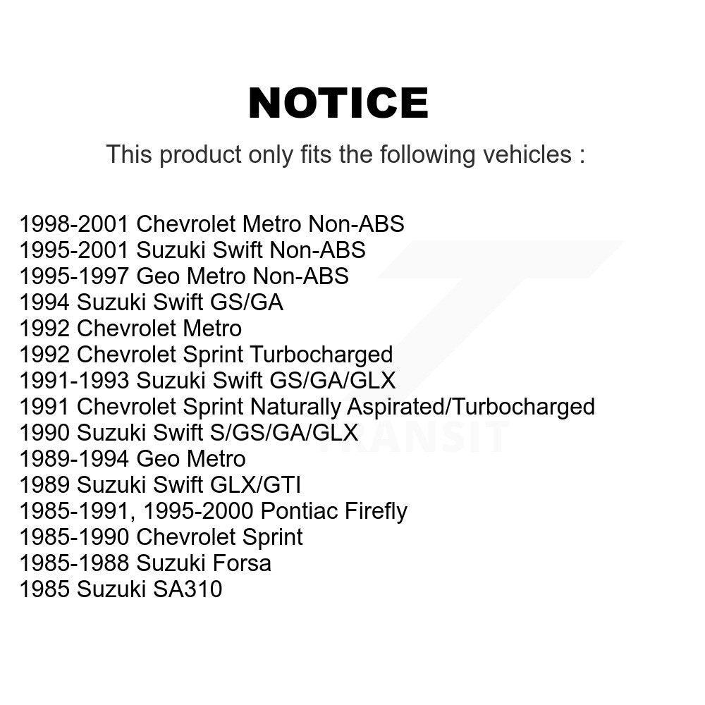 Paire de roulements de roue extérieurs arrière, pour Metro Geo Pontiac Firefly Suzuki Chevrolet