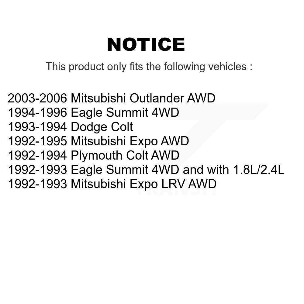 Paire de roulements de roue arrière pour Mitsubishi Outlander Colt Plymouth Eagle Summit Exp