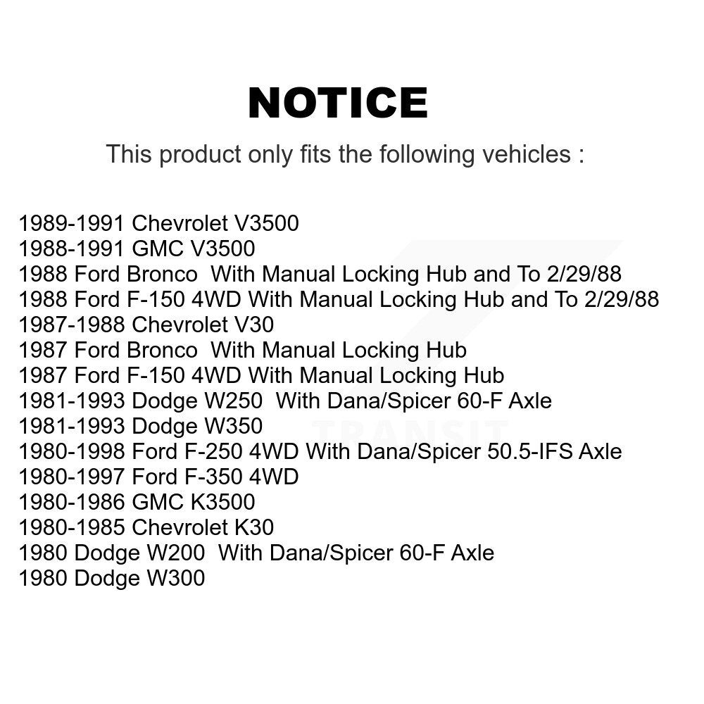 Roulement de roue extérieur avant et paire de course pour Ford F-250 F-350 Dodge W250 F-150 W35
