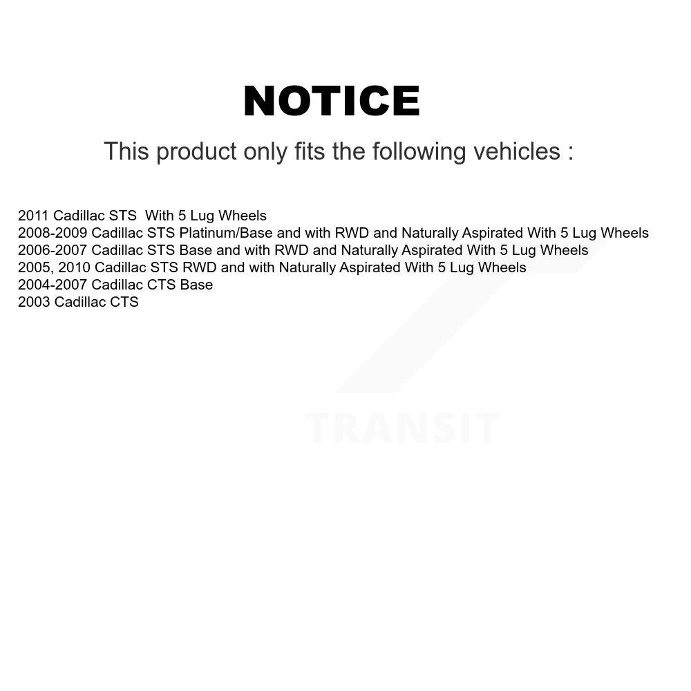 Kit d'assemblage de roulement et moyeu de roue avant et arrière, pour Cadillac CTS STS K70-101193
