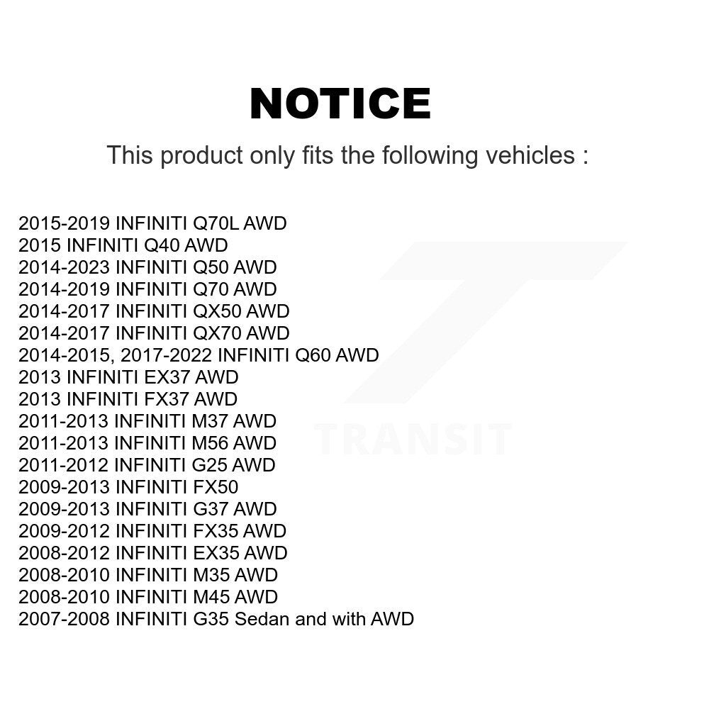 Kit d'assemblage de moyeu de roulement de roue avant et arrière, pour INFINITI Q50 G37 QX50 EX35 G35 Q6