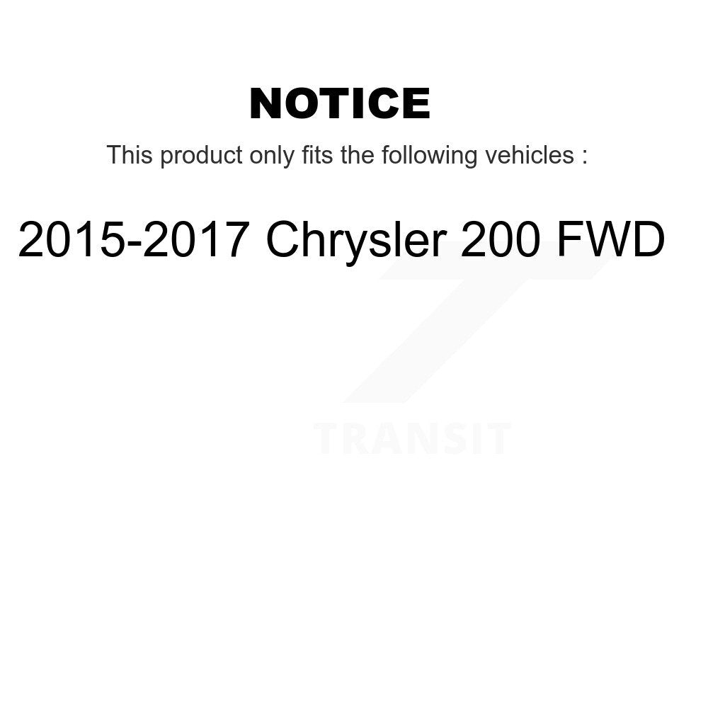 Kit d'assemblage de roulement et moyeu de roue avant et arrière pour Chrysler 200 FWD 2015 – 2017
