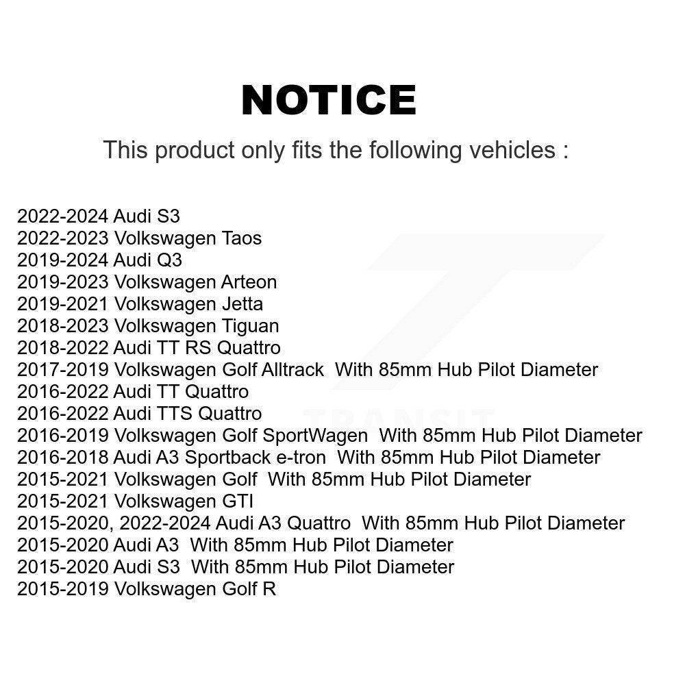 Paire d'assemblage de moyeu de roulement de roue avant, pour Volkswagen Tiguan Golf Jetta Audi Q3