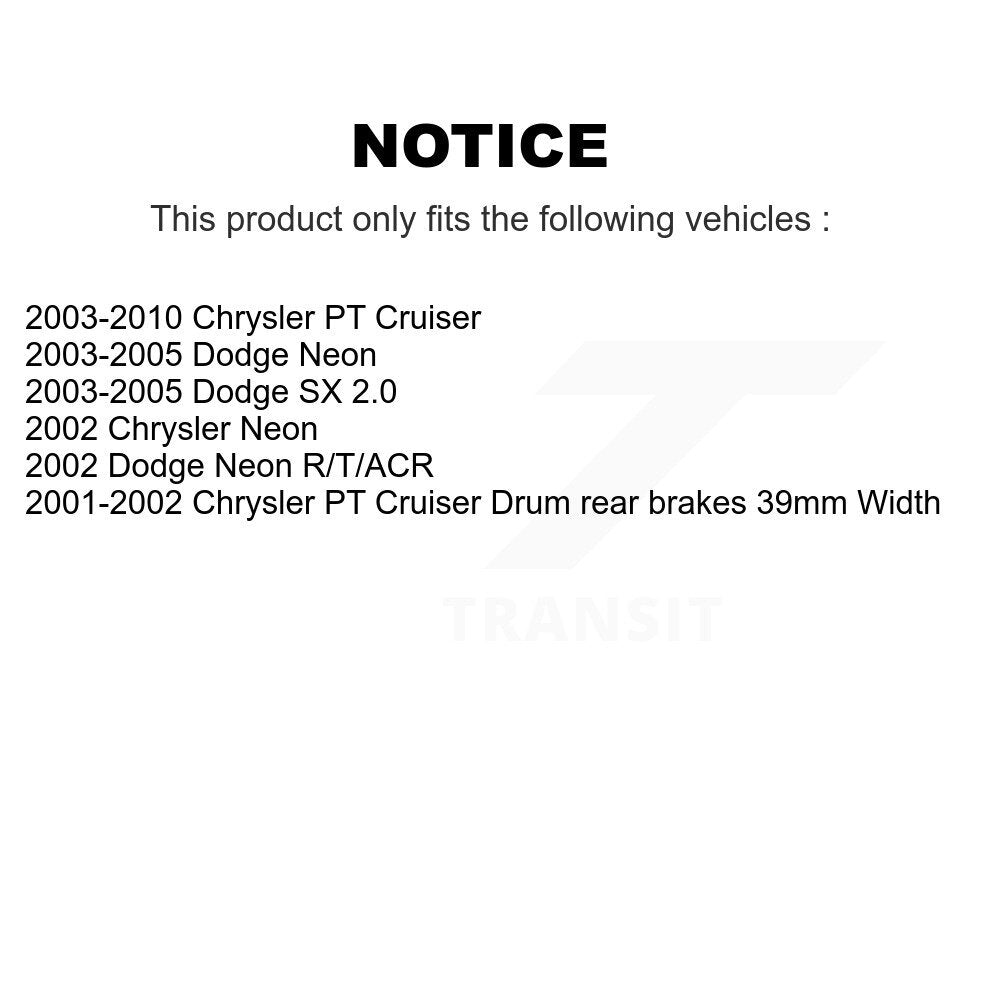 Kit d'assemblage de moyeu de roulement de roue avant et arrière, pour Chrysler PT Cruiser Neon Dodge SX