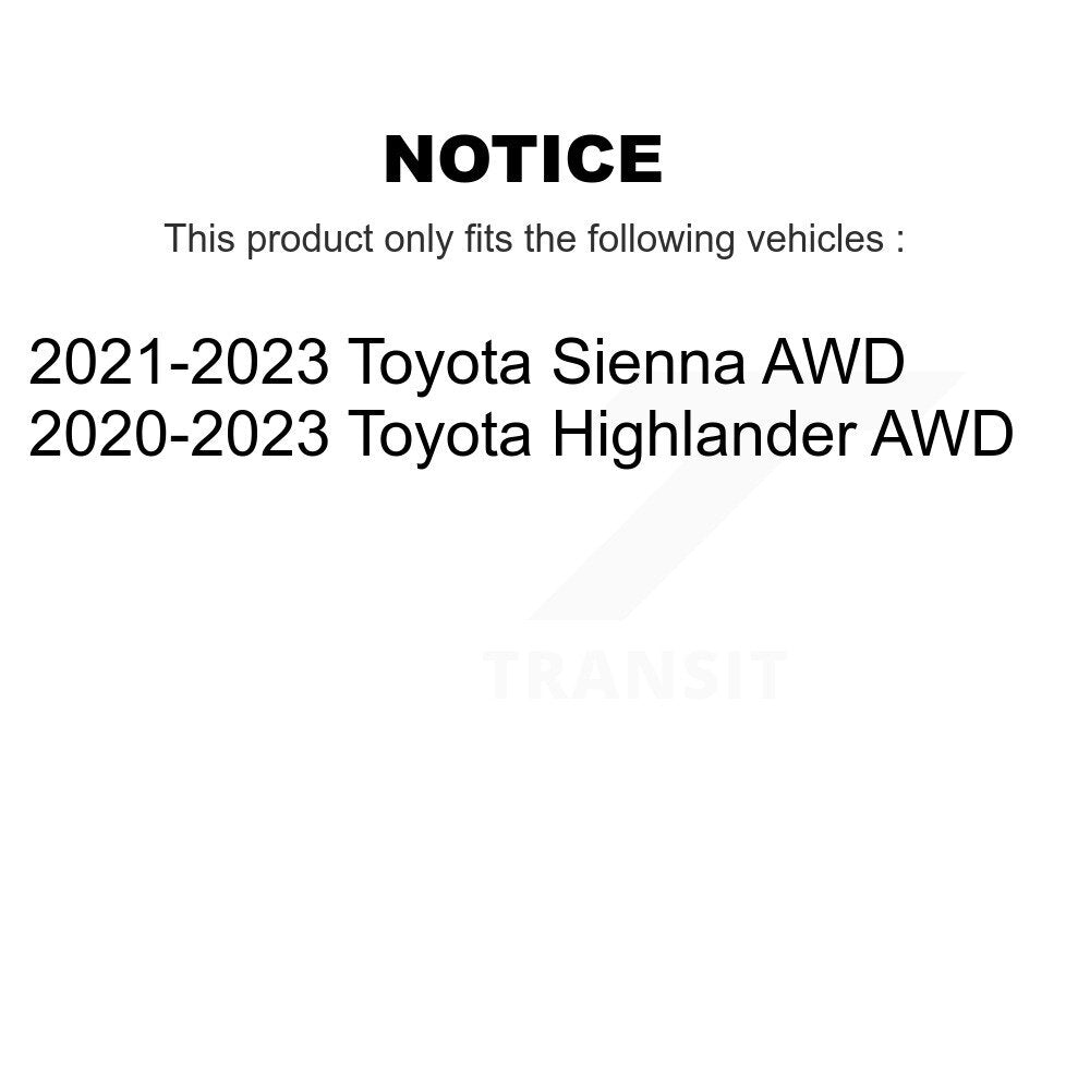 Kit d'assemblage de roulement et moyeu de roue avant et arrière, pour Toyota Highlander Sienna AWD