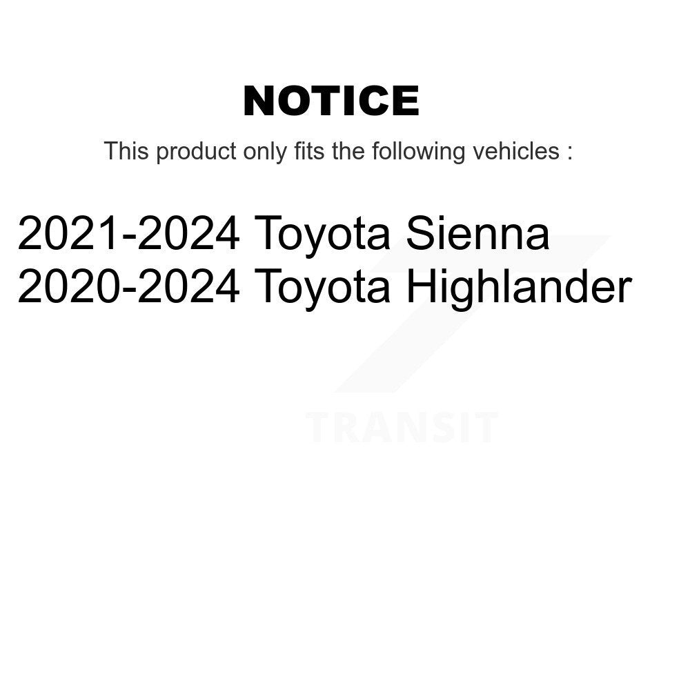Paire d'assemblage de roulement de roue avant et de moyeu pour Toyota Highlander Sienna