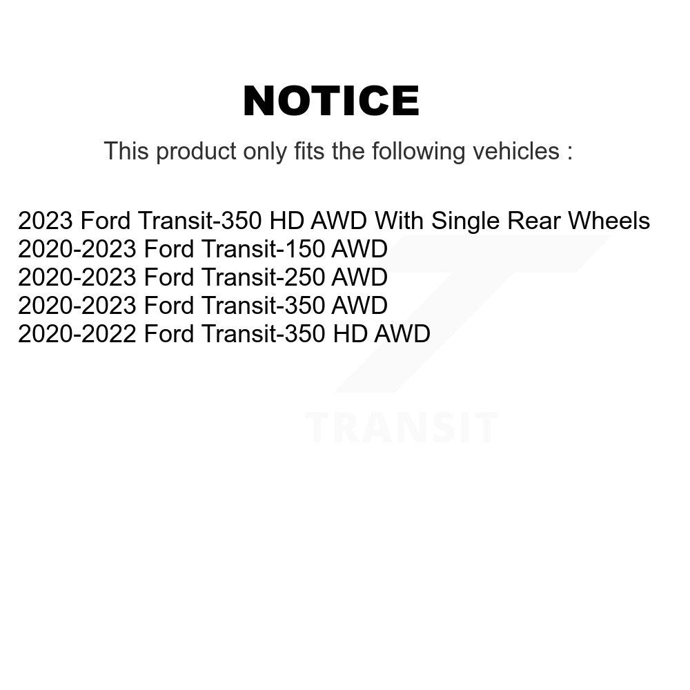 Paire d'assemblage de roulement et moyeu de roue avant pour Ford Transit-250 Transit-350 HD AWD