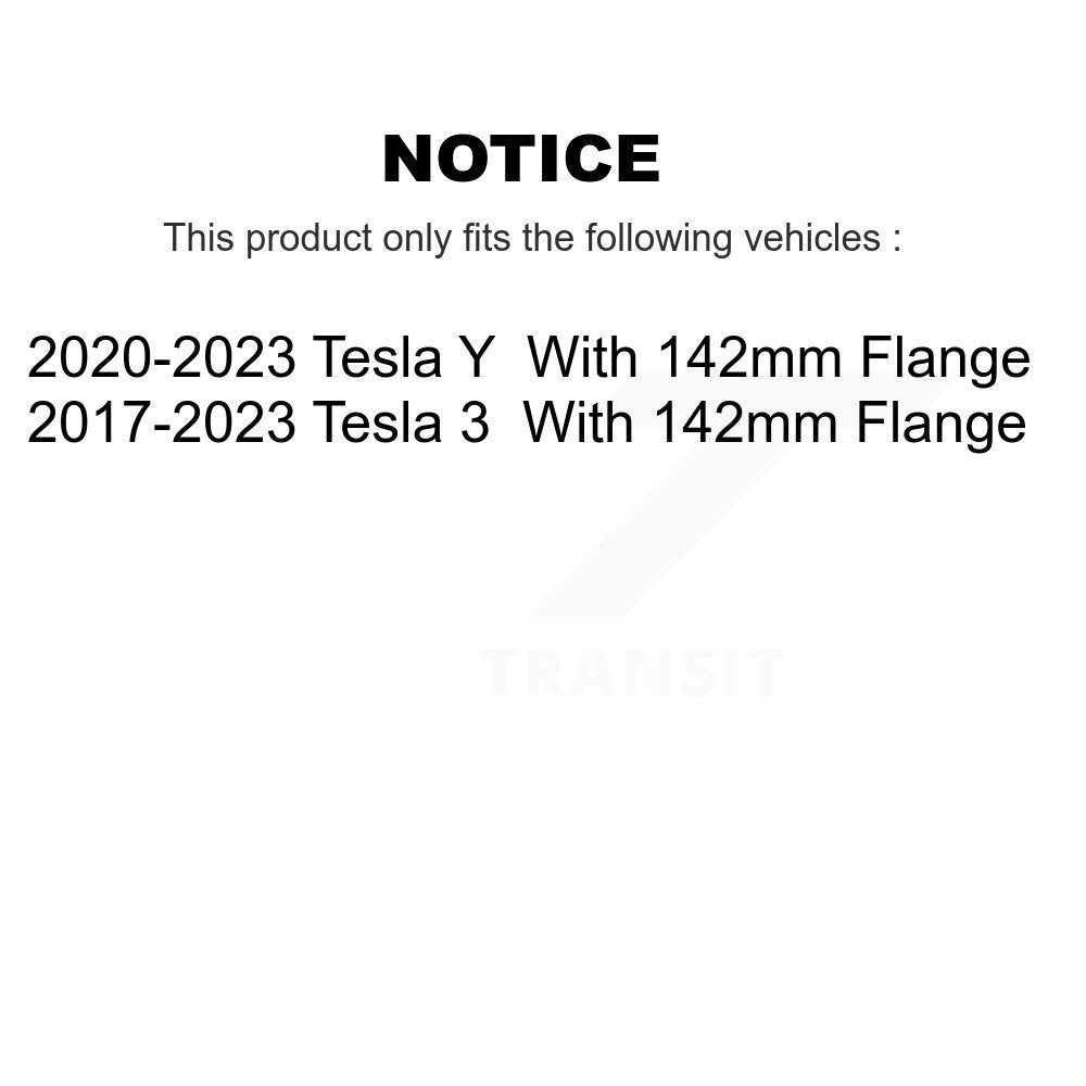 Paire d'assemblage de roulement et de moyeu de roue arrière pour Tesla 3 Y avec bride de 142 mm