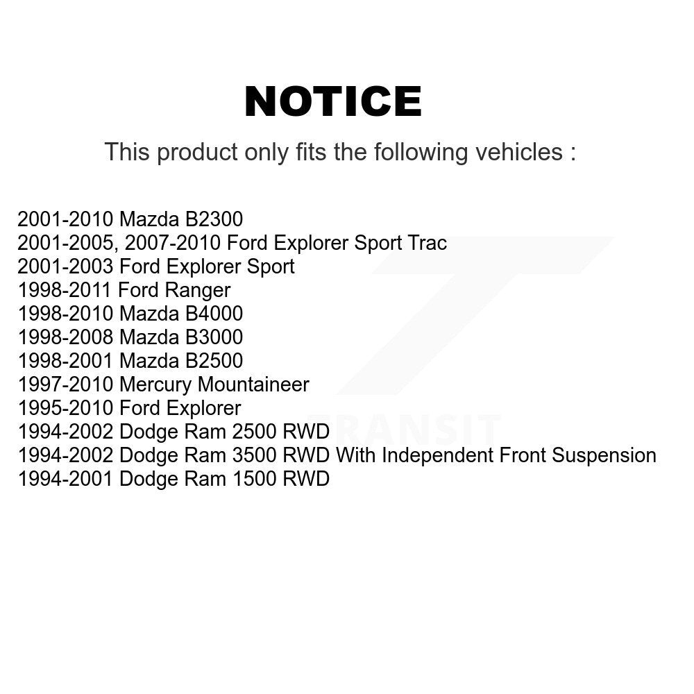 Paire de maillons avant pour Ford Ranger Dodge Ram 2500 Explorer 1500 Mazda Sport Trac