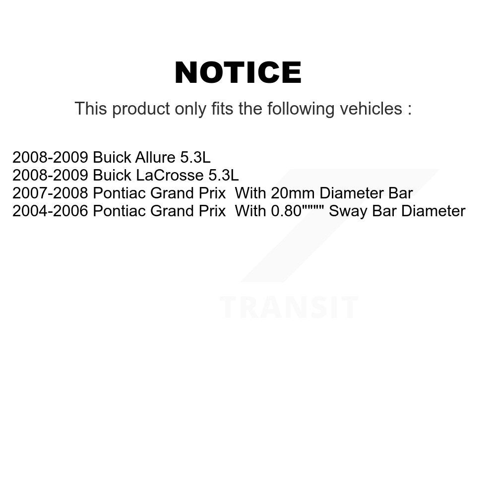 Kit de liaison de Suspension avant et arrière, pour Pontiac Grand Prix Buick LaCrosse Allure
