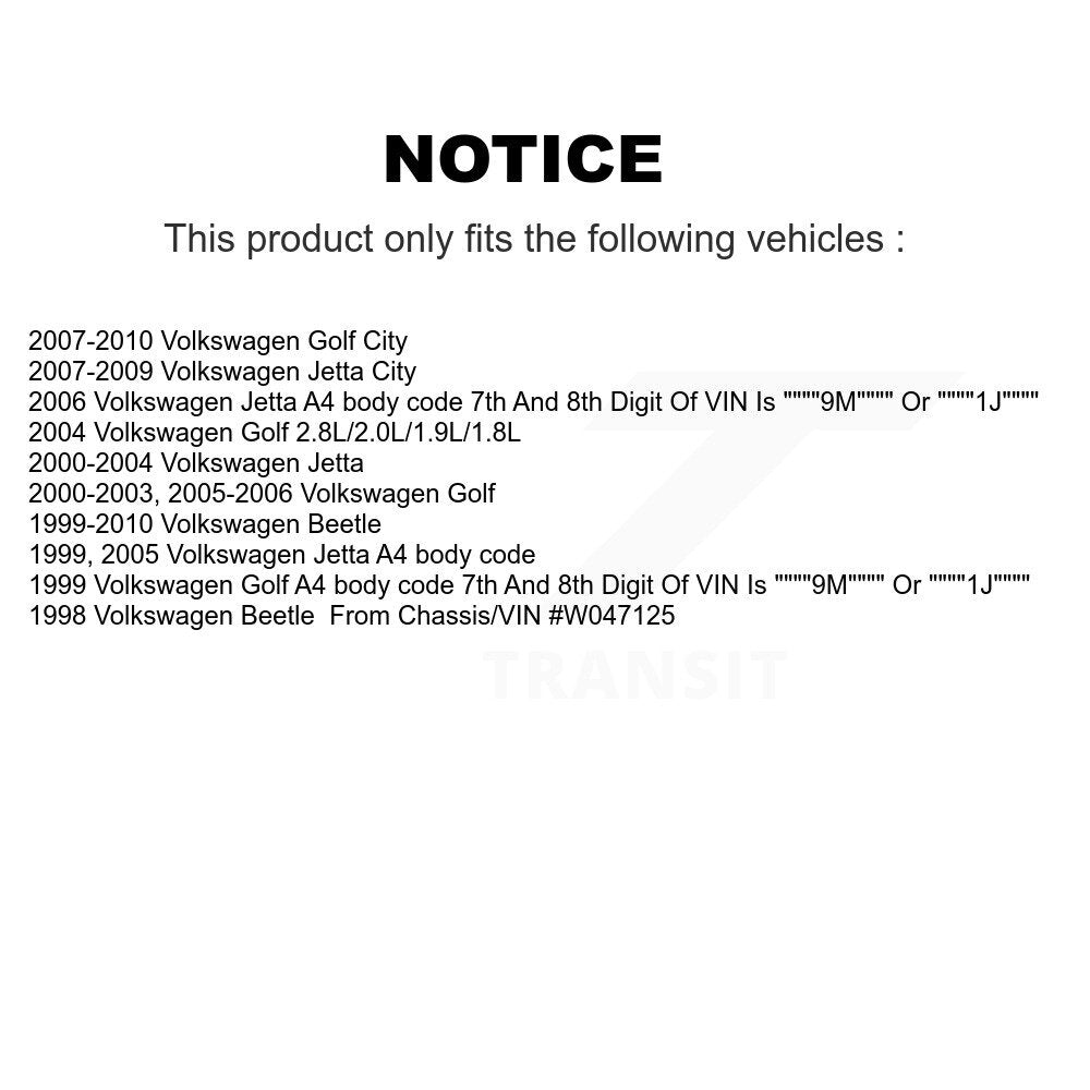 Kit de bras de commande avant et d'extrémité de biellette de direction, pour Volkswagen Jetta Golf Beetle City