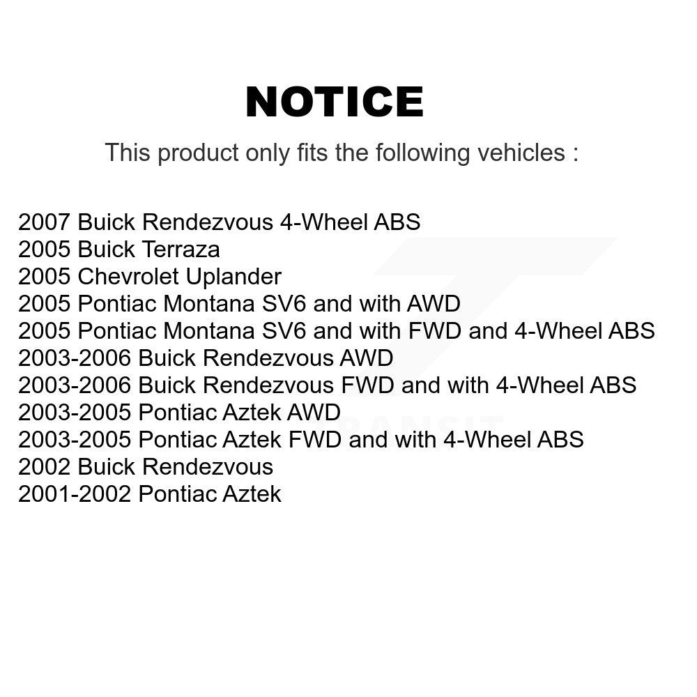 Kit de roulement de roue avant et d'extrémité de biellette de direction, pour Buick rendez-vous Pontiac Montana Azte