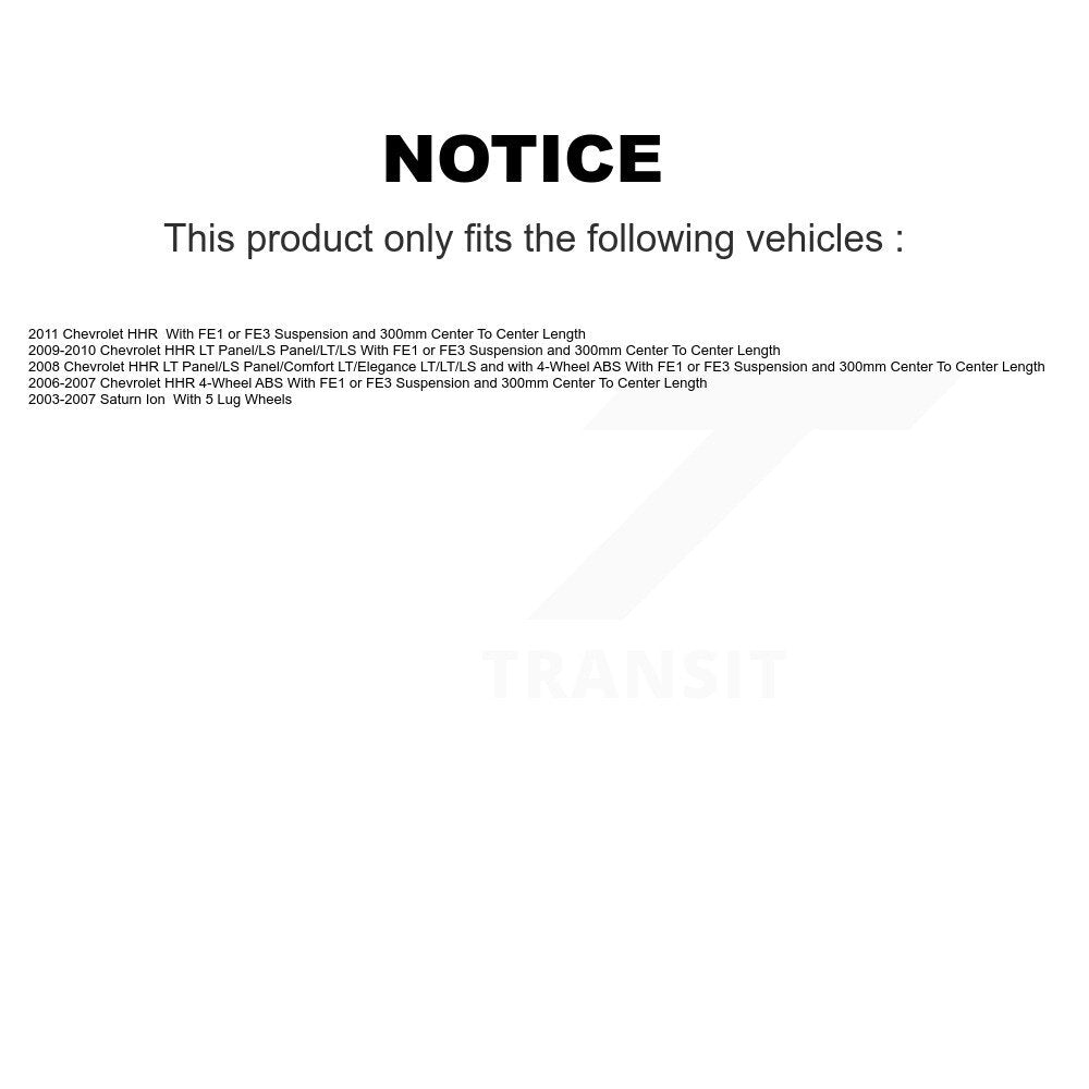 Ensemble de roulement de moyeu avant et Kit de liaison pour Saturn Ion Chevrolet HHR K77-100256