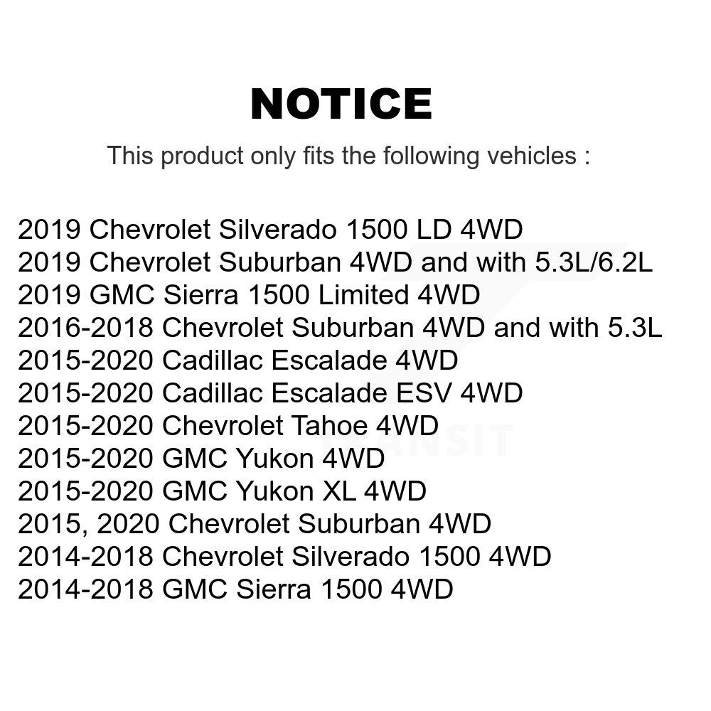 Ensemble de roulement de moyeu avant et Kit de liaison pour GMC Chevrolet Sierra 1500 Silverado X