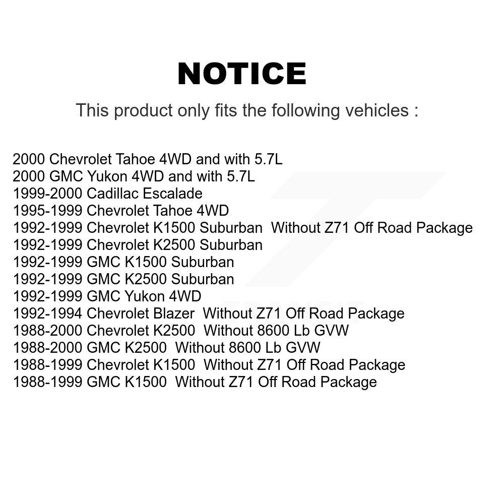Paire d'amortisseurs avant pour K1500 Chevrolet GMC K2500 Tahoe Yukon banlieue