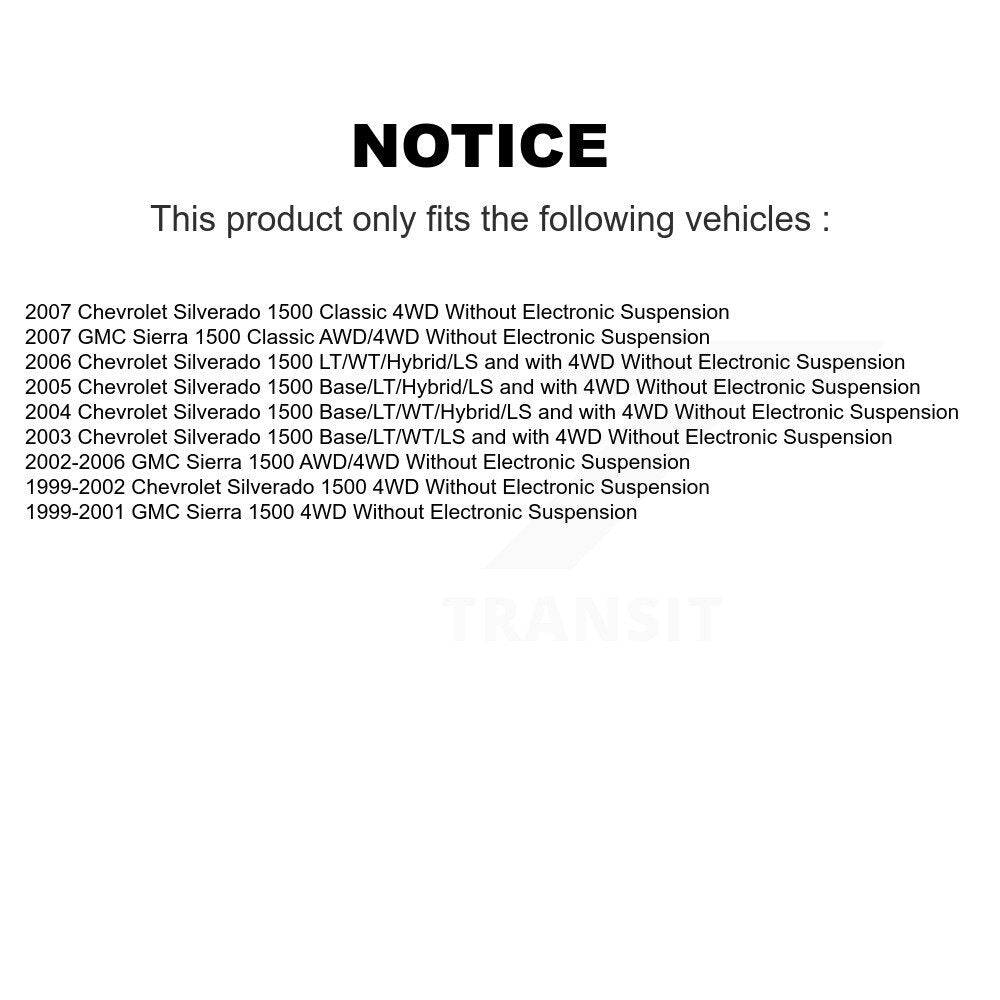 Paire d'amortisseurs arrière pour Chevrolet Silverado 1500 GMC Sierra Classic