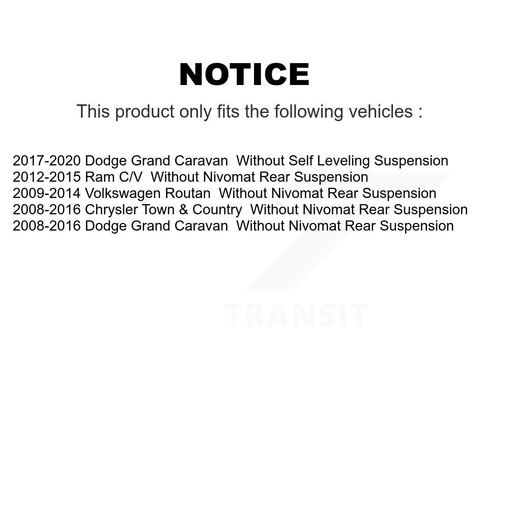 Paire d'amortisseurs arrière pour Dodge Grand Caravan Chrysler Town & Country Ram C/
