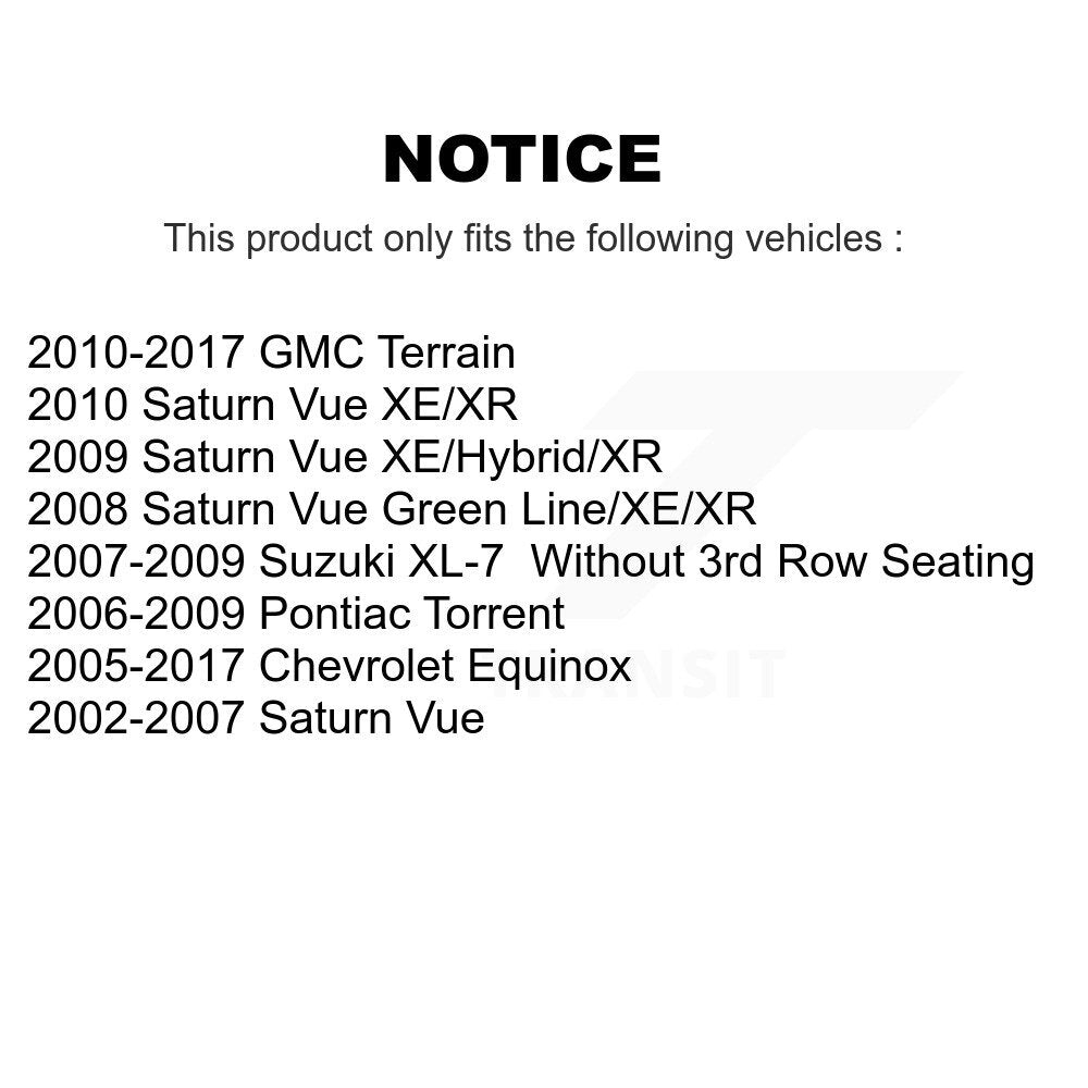Paire d'amortisseurs arrière pour Chevrolet Equinox GMC Terrain Pontiac Torrent Vue