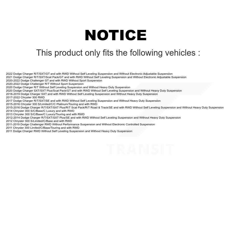 Kit de jambes de suspension avant et arrière, pour Dodge Charger Chrysler 300 Challenger