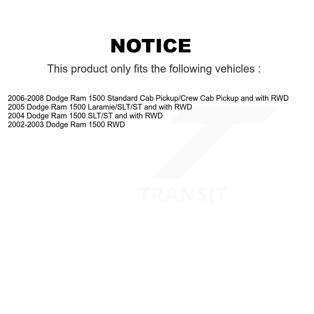 Kit d'amortisseurs de Suspension avant et arrière pour Dodge Ram 1500 K78-101025